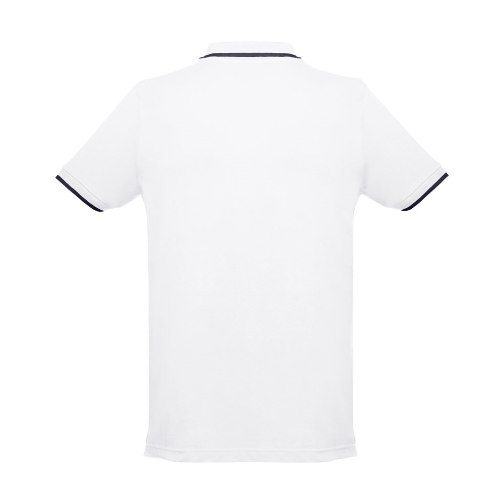 THC ROME WH. Ανδρικό δίχρωμο βαμβακερό πουκάμισο πόλο. Λευκό χρώμα