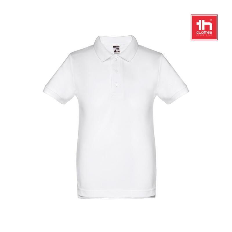 THC ADAM KIDS WH. Παιδικό πουκάμισο πόλο με κοντά μανίκια (unisex). Λευκό χρώμα