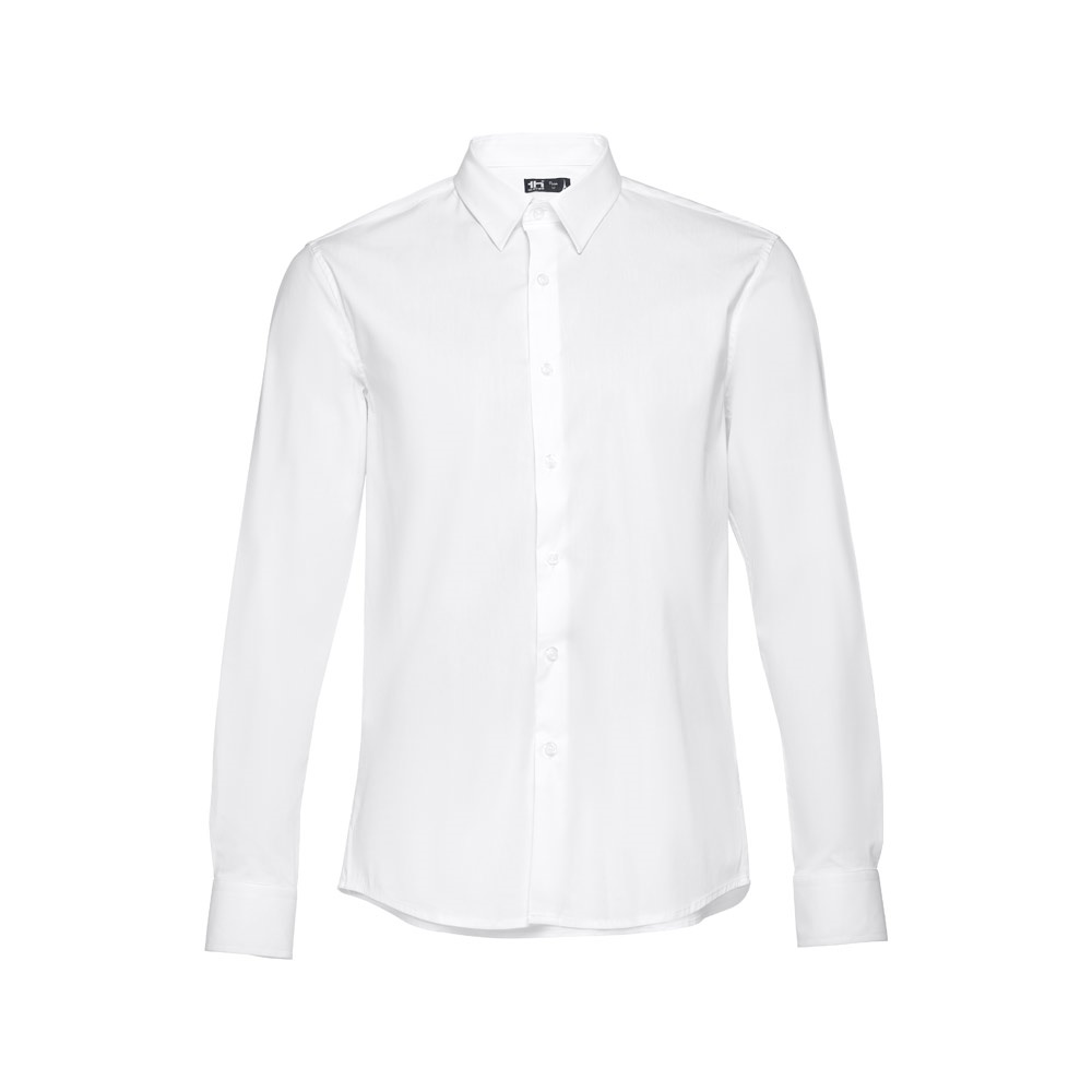 THC PARIS WH. Ανδρικό μακρυμάνικο πουκάμισο από ποπλίνα. άσπρο χρώμα
