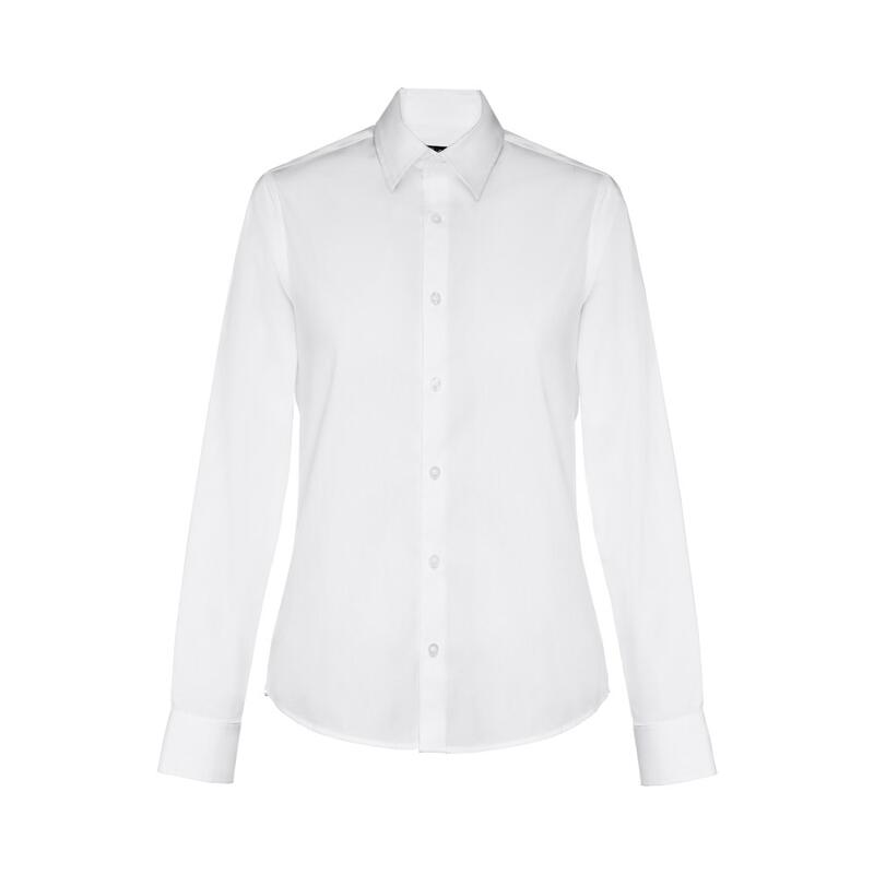 THC PARIS WOMEN WH. Γυναικείο μακρυμάνικο πουκάμισο από ποπλίνα. άσπρο χρώμα