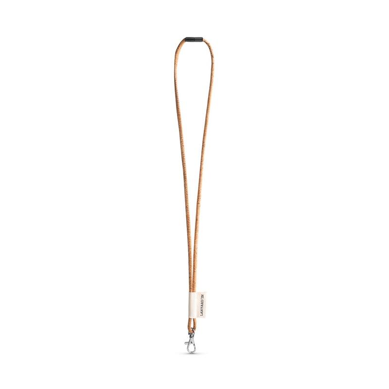 75096. SET Lanyard CORK Long (Ø 5 mm) με γάντζο σκανδάλης 9 mm και κούμπωμα ασφαλείας Ø 5 mm