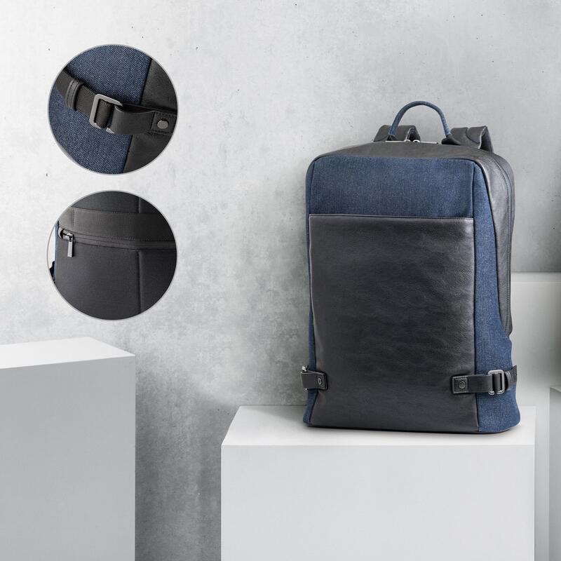 DIVERGENT BACKPACK I. Σακίδιο πλάτης laptop έως 15.6'' σε τζιν και PU