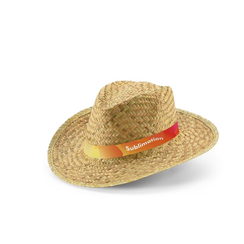 JEAN RIB. Natural straw hat with sublimated elastic band