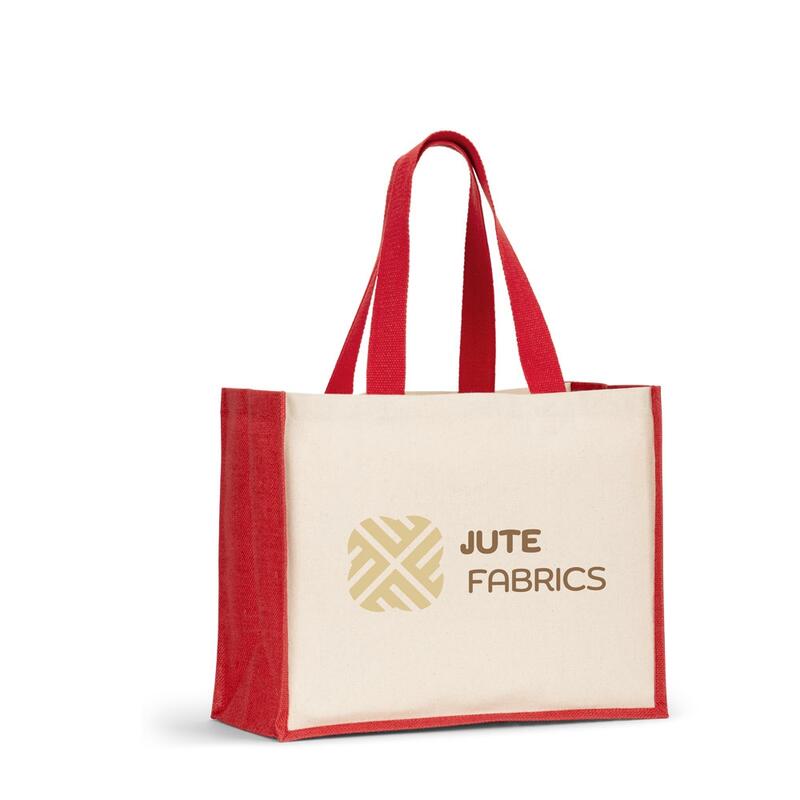 HELSINQUE COLOUR. Canvas bag (320 g/m²), with bottom and sides in laminated jute (350 g/m²) in colors